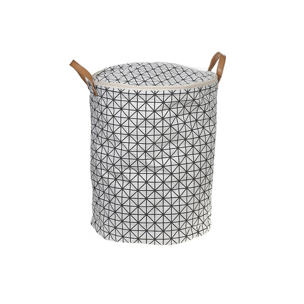Round Fabric Hamper With Zipper Lid (Checkered Tiles)