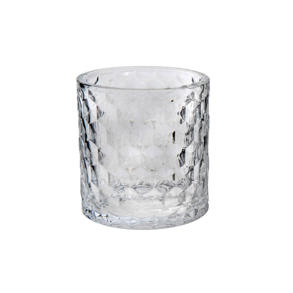 Round Glass Candle Holder (Hexa) - Set of 4