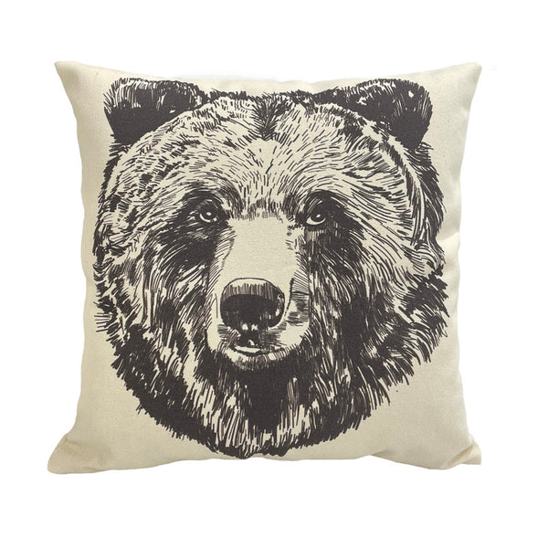 Polycotton Cushion With Side Zipper (Bear) - Set of 2
