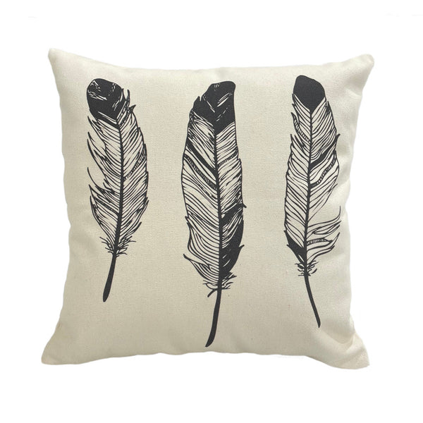 Polycotton Cushion With Side Zipper (Feathers) - Set of 2