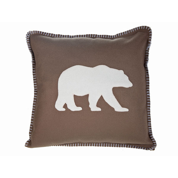Bear Print Worsted Fabric Cushion (Brown) - Set of 2