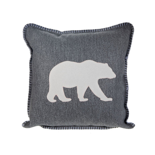 Bear Print Worsted Fabric Cushion (Gray) - Set of 2