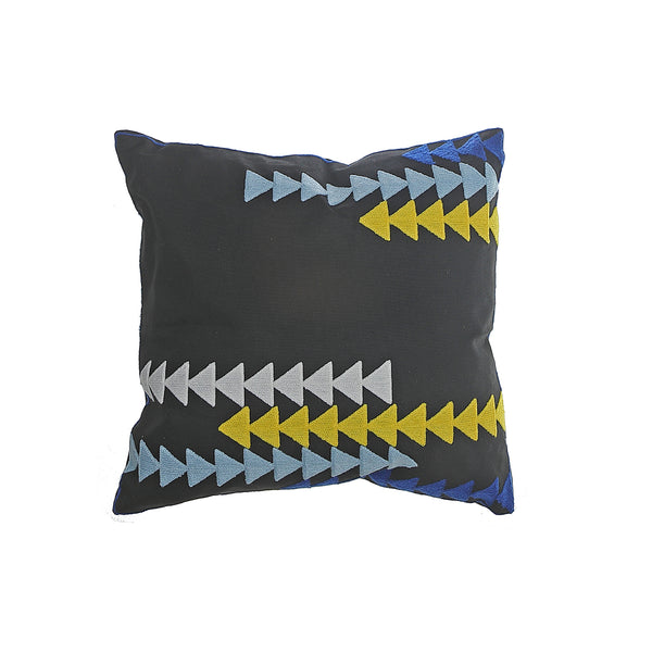 Polyester Embroidered Arrow Cushion Black - Set of 2