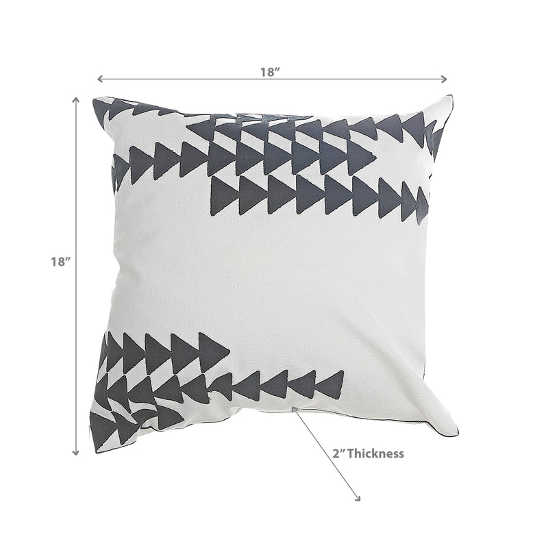 Polyester Embroidered Arrow Cushion White - Set of 2