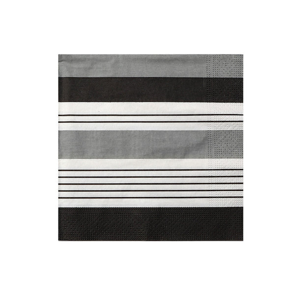 20 Pack Luncheon 3 Ply Napkin (Black Striped) - Set of 6
