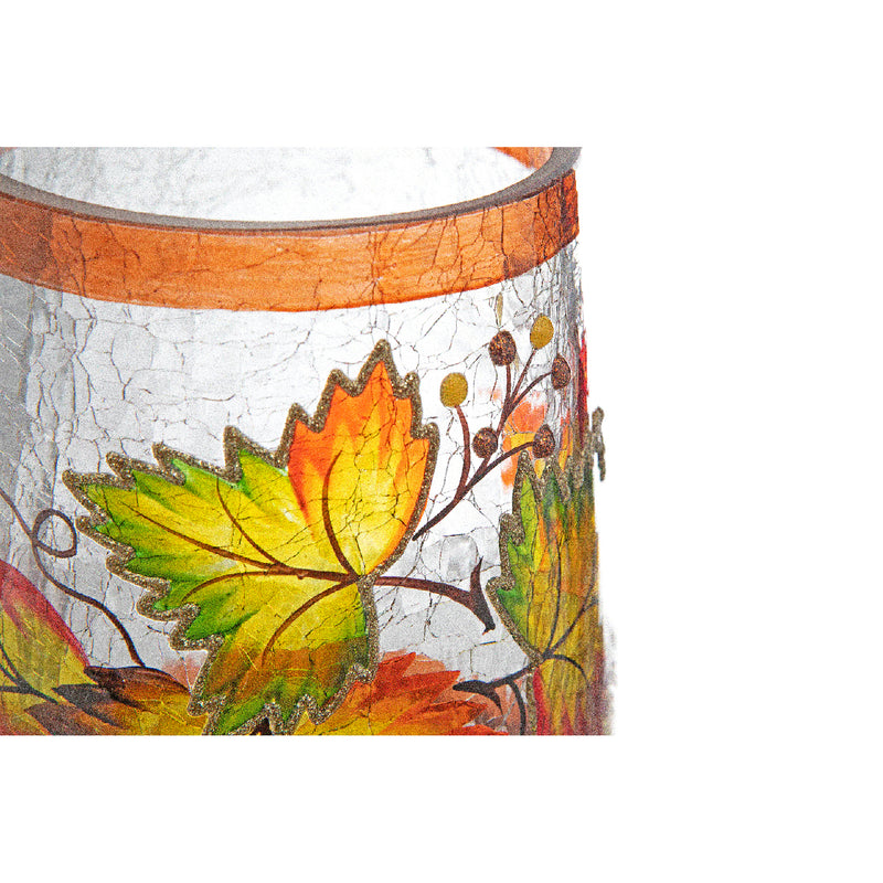 Ambient Leaves Crackled Glass Candle Holder