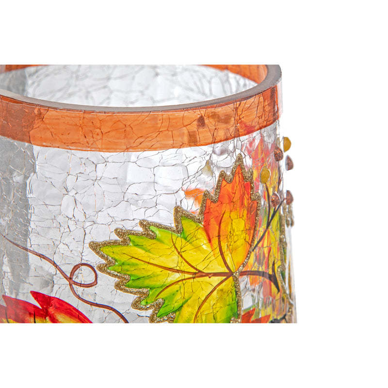 Ambient Leaves Crackled Glass Candle Holder