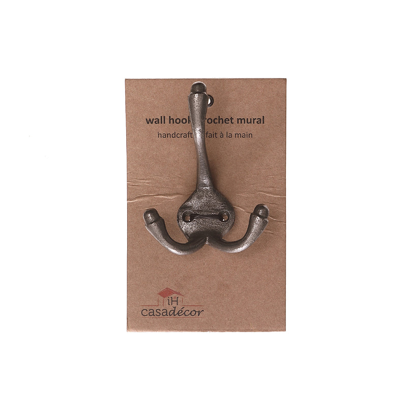 Classic Triple Iron Wall Hook (Antique Nickel) - Set of 4
