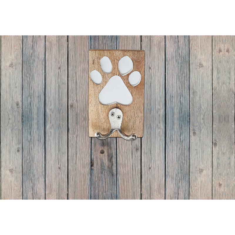 Etched Wooden Paw With Double Prong Hook Nickel
