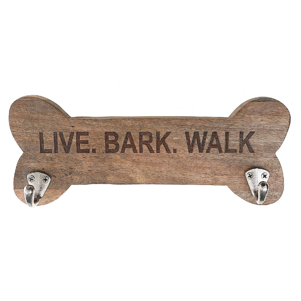 Wood Bone Shape Live Bark Walk With 2 Nickel Hooks