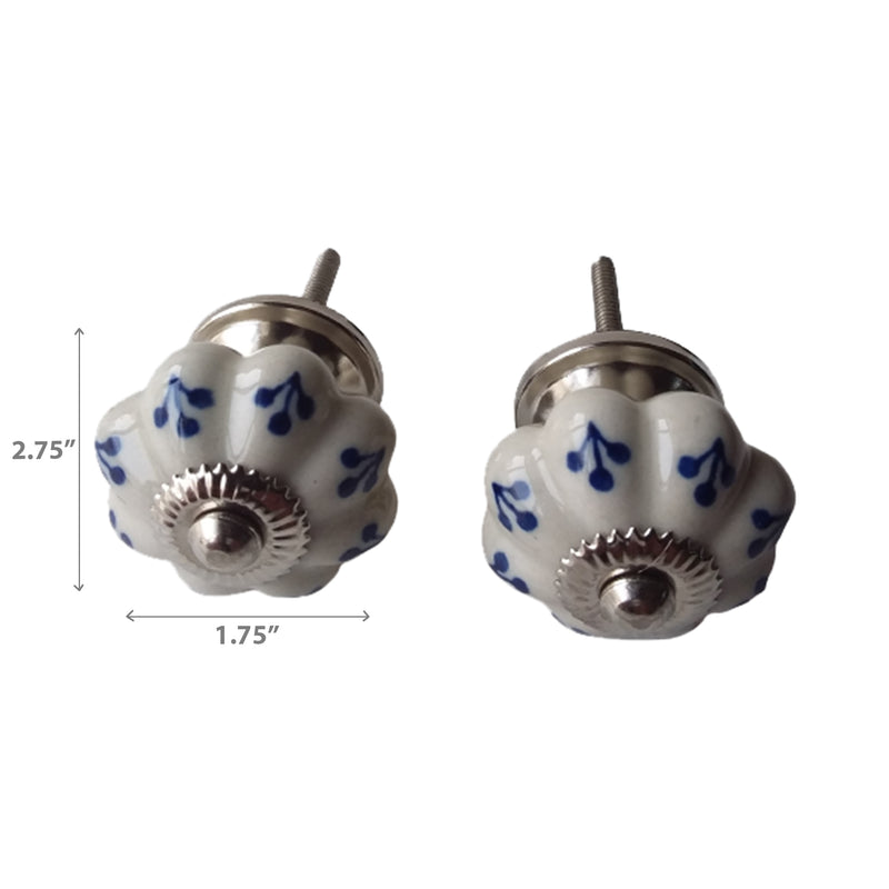 Decorative Ceramic Knob Set Of 2 Floral - Set of 3