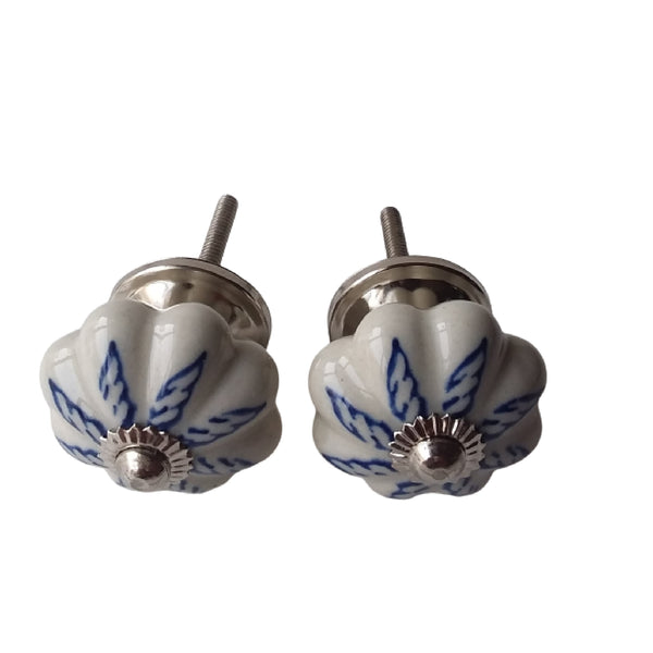 Decorative Ceramic Knob Set Of 2 Leaf - Set of 3