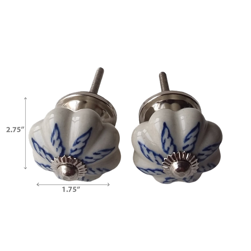 Decorative Ceramic Knob Set Of 2 Leaf - Set of 3