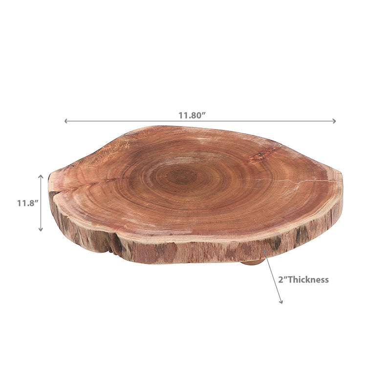 Acacia Wood Live Edge Round Board With Stand