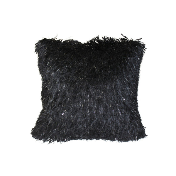 Furry Cushion (Black) - Set of 2