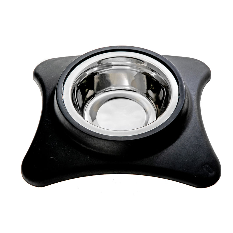 Stainless Steel Single Pet Bowl With Stand Black - Set of 2