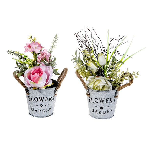 Artificial Potted Floral With Rope Handle (Asstd) - Set of 2