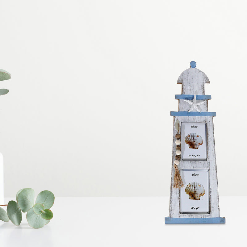 Lighthouse With Beaded Garland Photo Frame