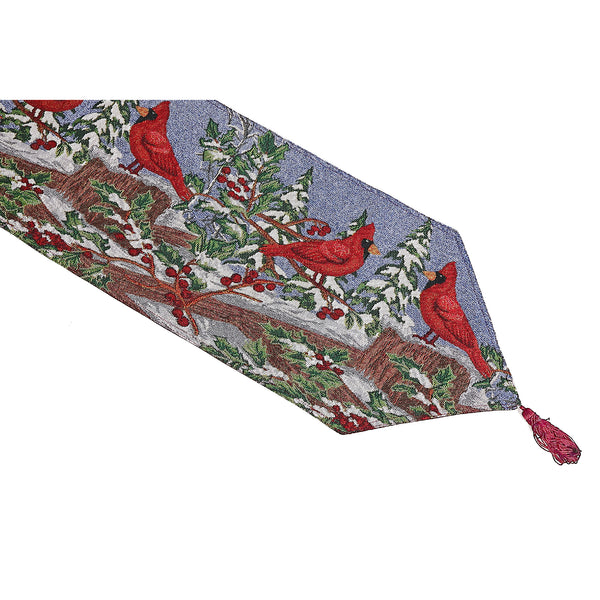 Tapestry Table Runner (Cardinals On Fence) (36") - Set of 2