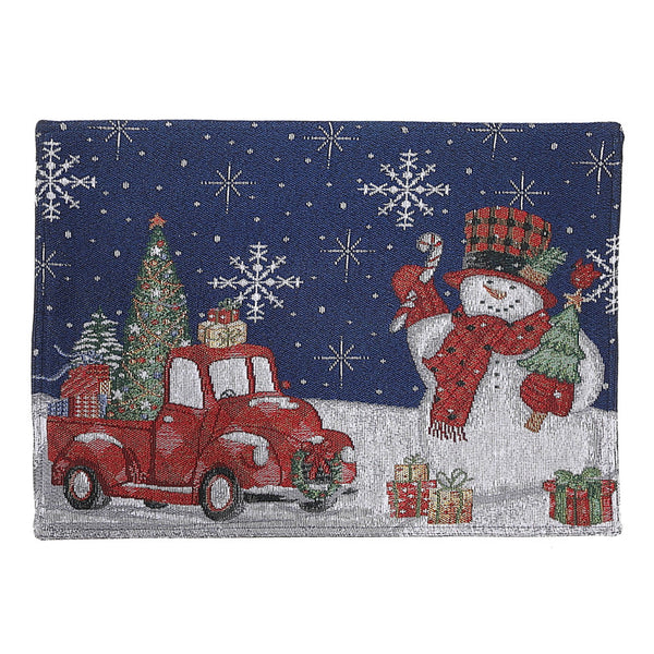 Tapestry Table Runner (Snowman With Gifts) (54")
