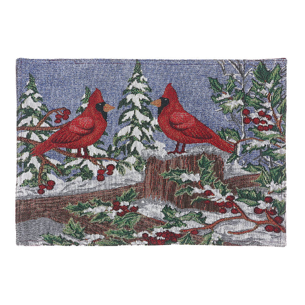 Tapestry Placemat (Cardinals On Fence) (13 X 18) - Set of 12