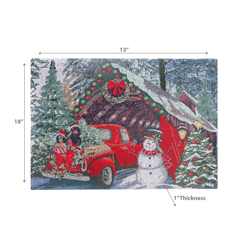 Christmas Tapestry Placemat Red Car With Gifts 13X18 - Set of 12