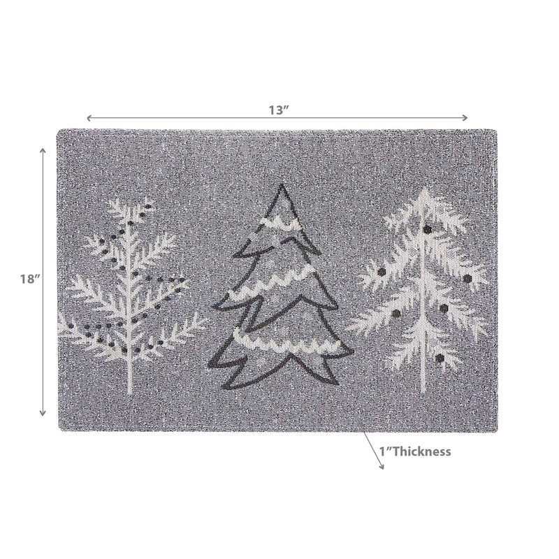Christmas Tapestry Placemat Gray Trees 13X18 - Set of 12