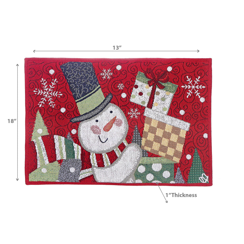 Christmas Tapestry Placemat Snowman Holding Presents 13X18 - Set of 12