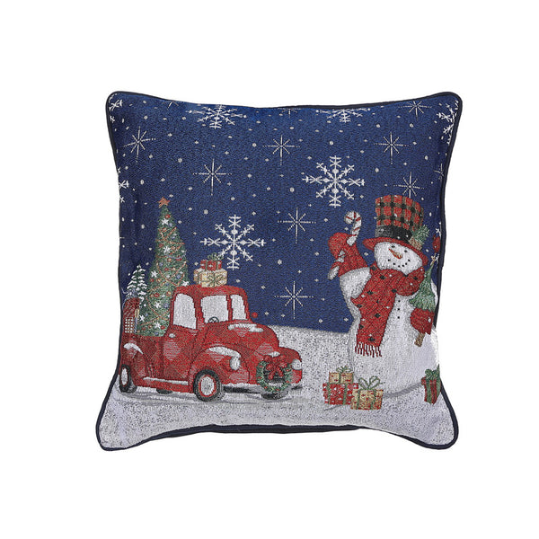 Tapestry Cushion (Snowman With Gifts) (18 X 18) - Set of 2