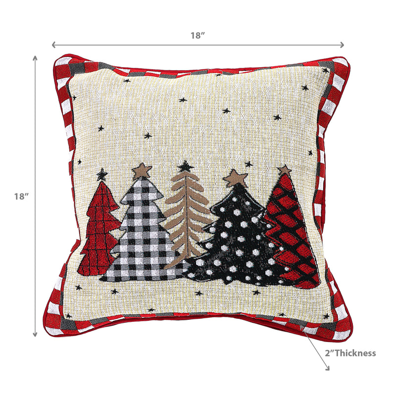 Christmas Tapestry Cushion Buffalo Trees 18X18 - Set of 2