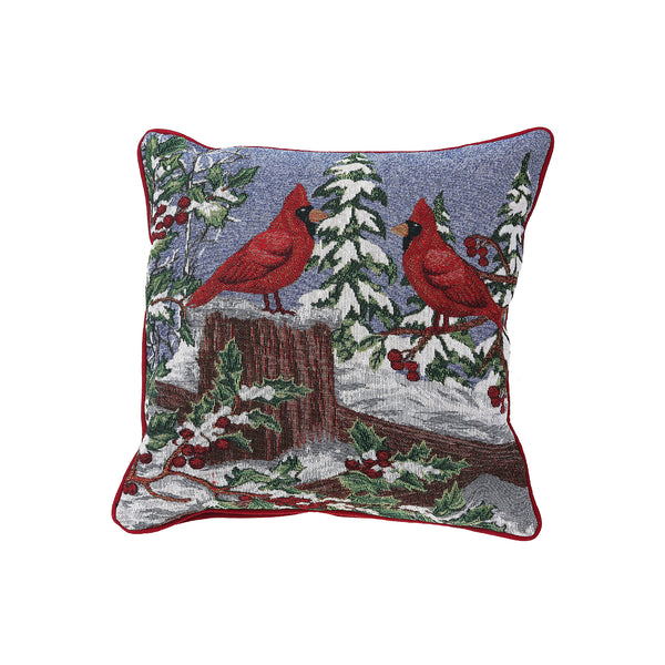 Tapestry Cushion (Cardinals On Fence) (18 X 18) - Set of 2