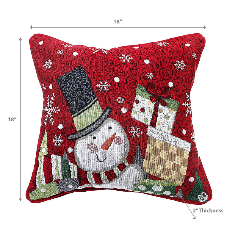 Christmas Tapestry Cushion Snowman Holding Presents 18X18 - Set of 2