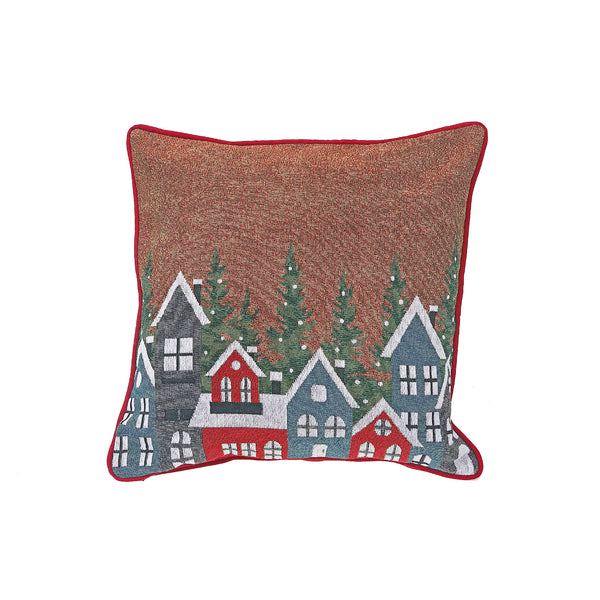 Tapestry Cushion (Winter Village) (18 X 18) - Set of 2