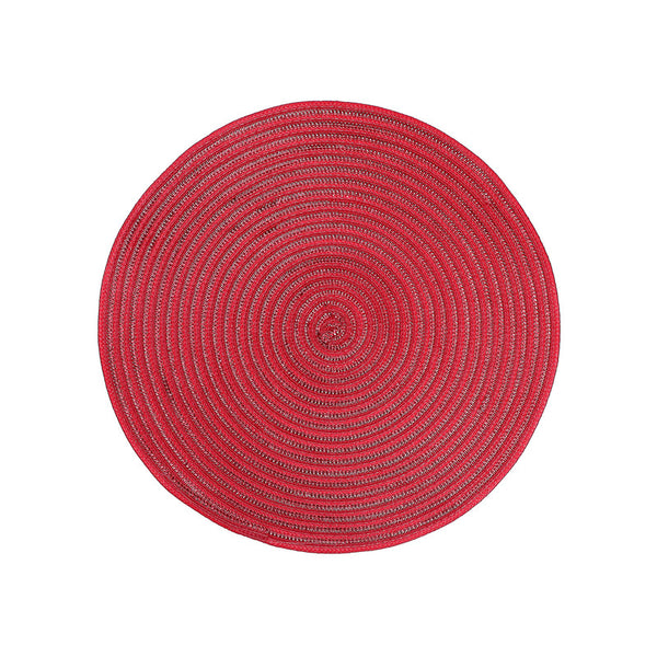 Woven Round Shimmer Placemat (Red) - Set of 12
