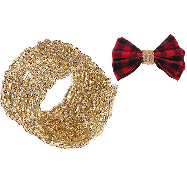 Christmas Beaded Napkin Ring Gold - Set of 8