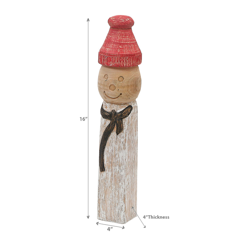 Christmas Nilgiri Wood Snowman With Toque Totem Pole