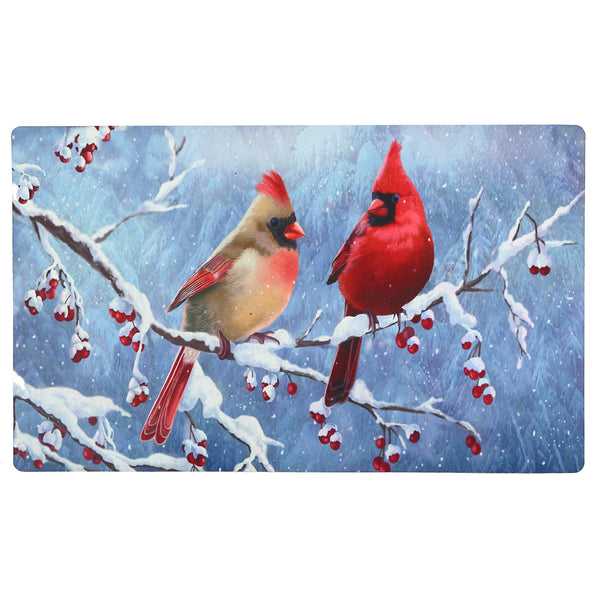 Printed Rubber Mat (Cardinal Couple On Branch)