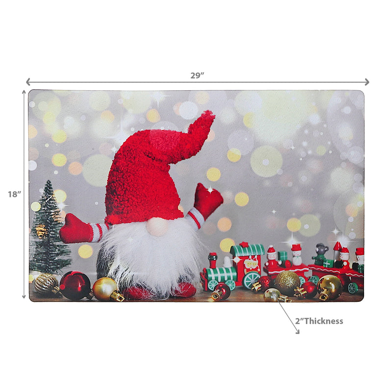 Christmas Printed Rubber Mat Gnome With Train