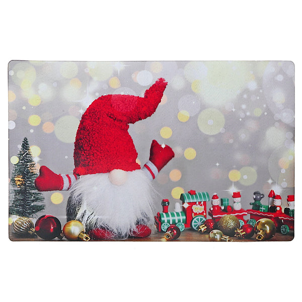 Christmas Printed Rubber Mat Gnome With Train
