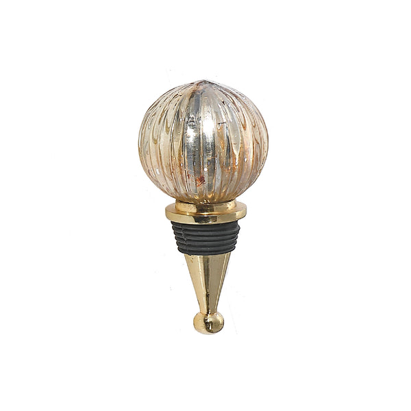 Christmas Bauble Top Wine Bottle Stopper Gold