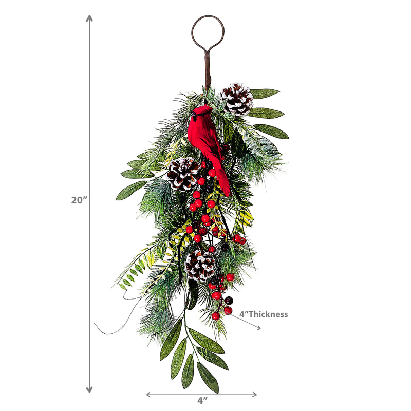 Christmas Cardinal And Pinecone Door Hanger