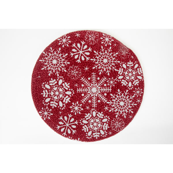 Printed Cotton Rope Placemat (Snowflake) - Set of 12