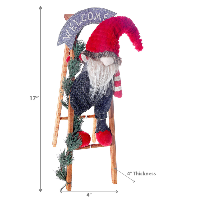 Christmas Peppermint Gnome On Ladder