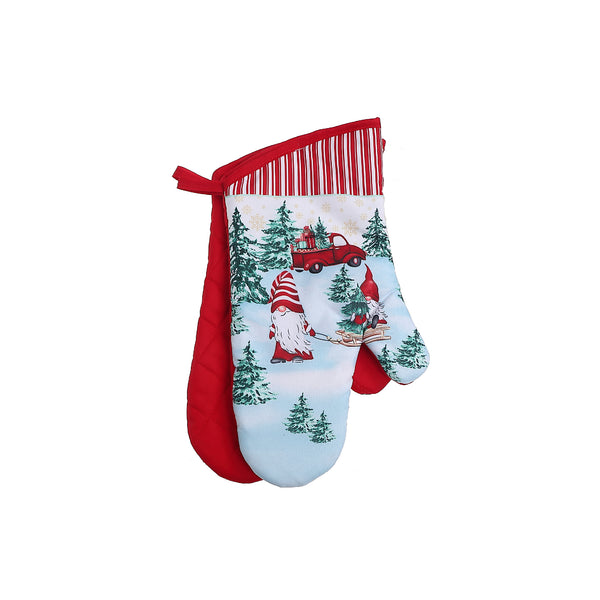 Oven Mitts (2Pcs) (Gnome Pulling Sled) - Set of 2