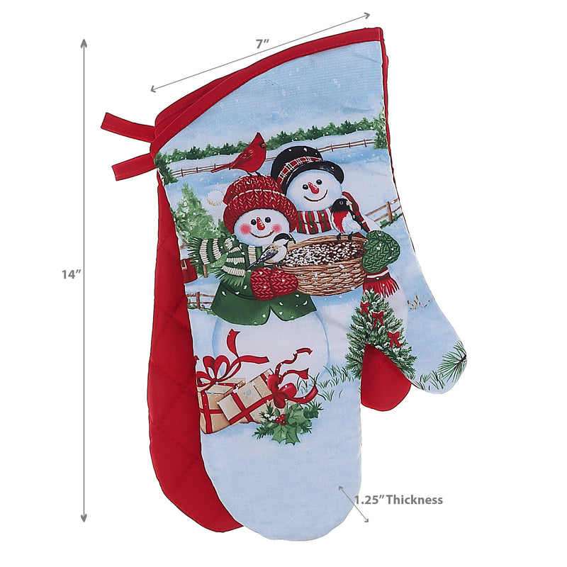 Christmas Oven Mitts 2Pcs Snowman Couple - Set of 2