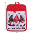 Christmas Pot Holder With Pocket Triple Gnome - Set of 4