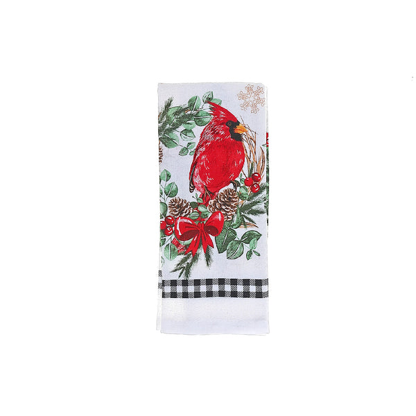 Christmas Hand Towel Cardinal Wreath - Set of 6