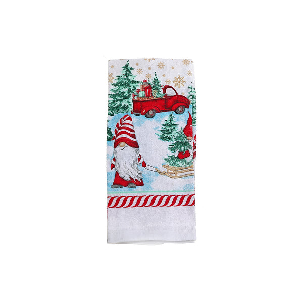 Hand Towel (Gnome Pulling Sled) - Set of 6
