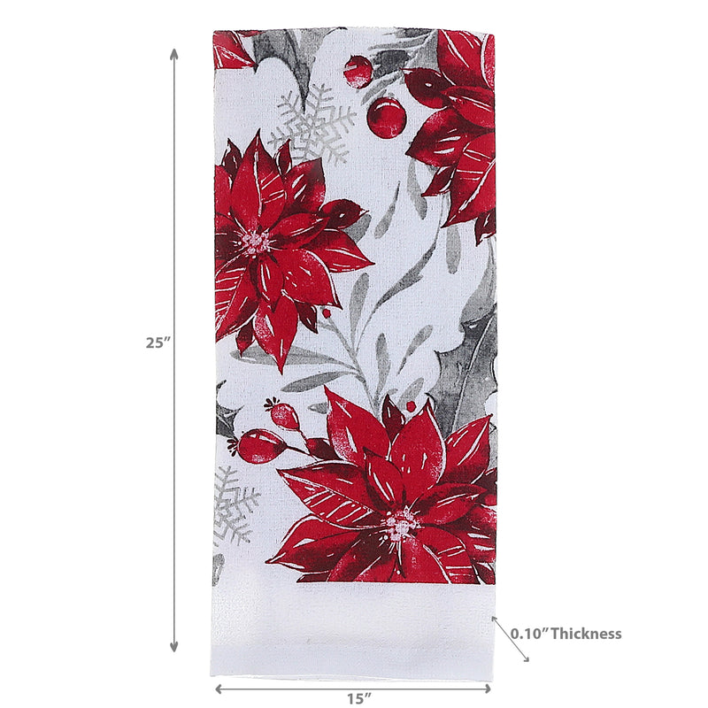 Christmas Hand Towel Red Poinsettia - Set of 6