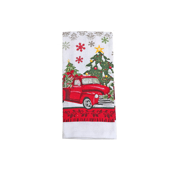 Hand Towel (Red Truck With Tree) - Set of 6